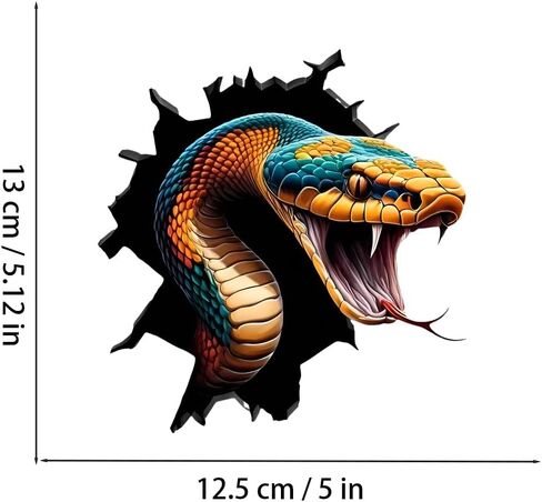 3D Snake Car Decals 2PCS Vinyl Bumper Stickers LB-0018 | 3D snake decals. Waterproof vinyl stickers for car, truck, bumper, laptop, wall, furniture, bedroom. in Kuwait