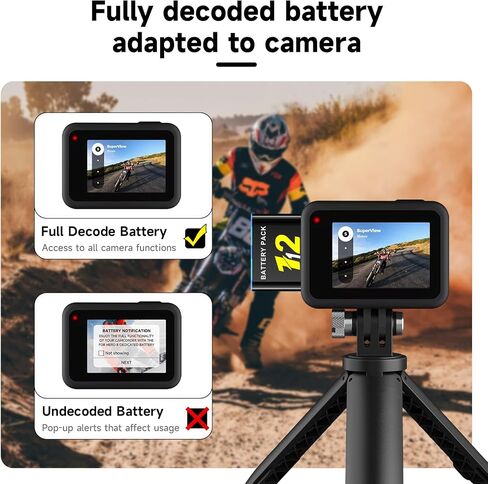 3 عبوات بطاريات بديلة بقدرة 2000 مللي أمبير في الساعة لكاميرا GoPro HERO12 HERO11 HERO10 HERO9 باللون الأسود، محطة شحن من النوع C بثلاث قنوات مع شاشة LCD رقمية، مجموعة ملحقات بطارية كاميرا الحركة in Kuwait