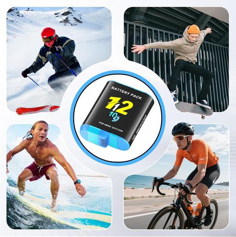 3 عبوات بطاريات بديلة بقدرة 2000 مللي أمبير في الساعة لكاميرا GoPro HERO12 HERO11 HERO10 HERO9 باللون الأسود، محطة شحن من النوع C بثلاث قنوات مع شاشة LCD رقمية، مجموعة ملحقات بطارية كاميرا الحركة in Kuwait