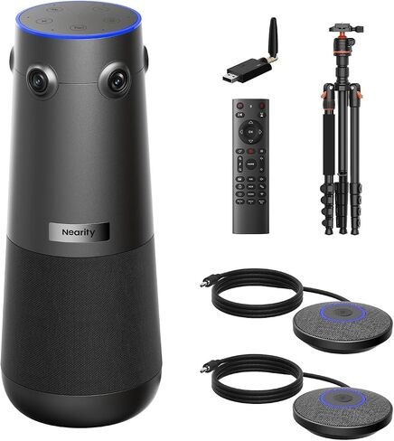 NEARITY 360 Alien 4K Video Conference Camera with 2 Microphones, 1 WiFi Adapter and 1 Tripod, Video Conferencing Webcam, 3 AI Modes, 6 Noise Cancelling Mics, Auto Framing for PC/Laptop in Saudi Arabia
