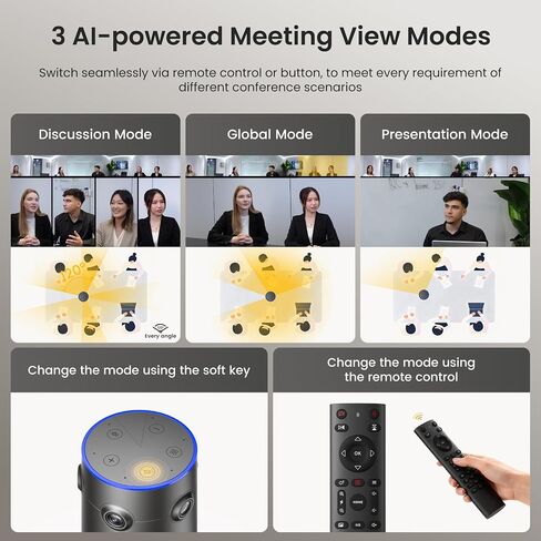 NEARITY 360 Alien 4K Video Conference Camera with 2 Microphones, 1 WiFi Adapter and 1 Tripod, Video Conferencing Webcam, 3 AI Modes, 6 Noise Cancelling Mics, Auto Framing for PC/Laptop in Saudi Arabia