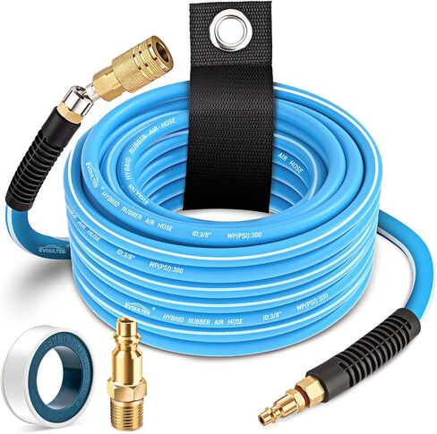 EVOULTES Hybrid Air Hose, 3/8 in. x 52 ft., 300 PSI | Air Compressor Hose with 360 Swivel Coupler, Kink Resistant, Lightweight, All-Weather Flexibility with 1/4" NPT Fittings in Saudi Arabia