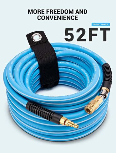 EVOULTES Hybrid Air Hose, 3/8 in. x 52 ft., 300 PSI | Air Compressor Hose with 360 Swivel Coupler, Kink Resistant, Lightweight, All-Weather Flexibility with 1/4" NPT Fittings in Saudi Arabia