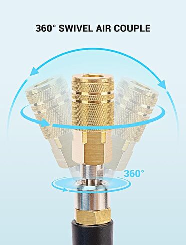 EVOULTES Hybrid Air Hose, 3/8 in. x 52 ft., 300 PSI | Air Compressor Hose with 360 Swivel Coupler, Kink Resistant, Lightweight, All-Weather Flexibility with 1/4" NPT Fittings in Saudi Arabia