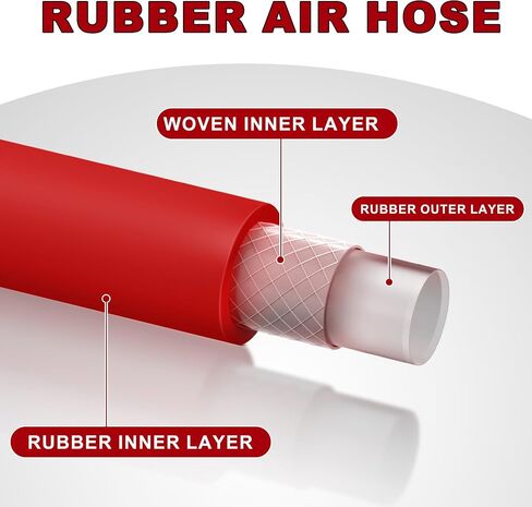 Tire Inflator Hose, 12 Inch Red Rubber Hose Whip for Tire Pressure Inflator Gauge in Kuwait