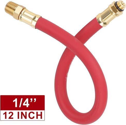 Tire Inflator Hose, 12 Inch Red Rubber Hose Whip for Tire Pressure Inflator Gauge in Kuwait