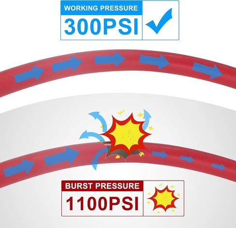 Tire Inflator Hose, 12 Inch Red Rubber Hose Whip for Tire Pressure Inflator Gauge in Kuwait