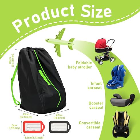 Car Seat Bags For Airplane Travel | Gate Check Bag, Durable Travel Bag with Thickened Shoulder Straps and 2pcs Luggage Tags For Airplane in Kuwait