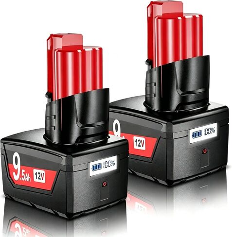 2Pack 9500Ah Replacement for Milwaukee M12 Battery with LCD Compatible with | Milwaukee 12V Battery 48-11-2402 48-11-2411 48-11-2412 48-11-2450 48-11-2460 48-11-2420 48-11-2440 48-11-2425 Cordless Tools in Kuwait
