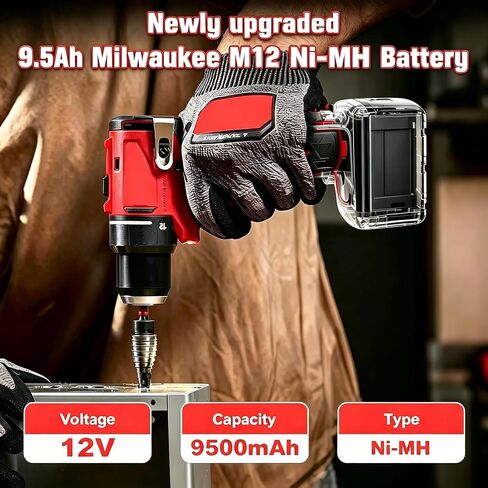 2Pack 9500Ah Replacement for Milwaukee M12 Battery with LCD Compatible with | Milwaukee 12V Battery 48-11-2402 48-11-2411 48-11-2412 48-11-2450 48-11-2460 48-11-2420 48-11-2440 48-11-2425 Cordless Tools in Kuwait