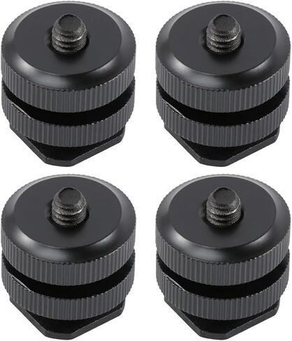 ULTECHNOVO 4pcs Hot Shoe Adapter Cold Shoe Mount with Tripod Screw Double Layer Flash for DSLR Camera Photography Accessories in Kuwait