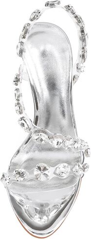 Women’s Clear Rhinestone High Heel Sandals Open Toe Stiletto Heel Transparent Crystal Strap Dress Heels for Wedding Party Prom Evening in Saudi Arabia