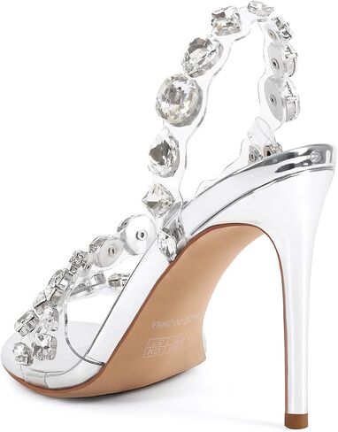 Women’s Clear Rhinestone High Heel Sandals Open Toe Stiletto Heel Transparent Crystal Strap Dress Heels for Wedding Party Prom Evening in Saudi Arabia