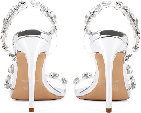 Women’s Clear Rhinestone High Heel Sandals Open Toe Stiletto Heel Transparent Crystal Strap Dress Heels for Wedding Party Prom Evening in Saudi Arabia