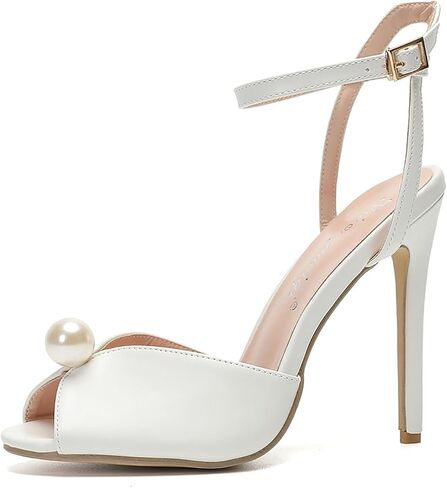 Women's Rhinestone Peep Toe Ankle Strap Heeled Sandals Mule Heels for Women with 4 Inch Stiletto Heels Fashion Sexy Bride Wedding Party Dress Shoes in Kuwait
