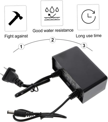 Waterproof Power Supply Adapter Us Plug 12V AC100 ABS Black in Saudi Arabia