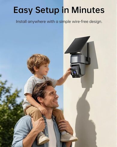 Solar Security Camera, Outdoor Security Camera Wireless, 2K Color Night Vision, 360° PTZ Security Camera Outdoor, PIR Human Detection, Two-Way Voice Calling in Kuwait