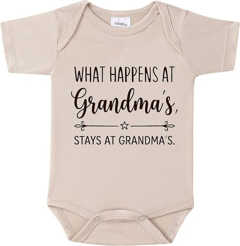 What Happens at Grandma's, Stays at Grandma's. Baby Coming Soon Bodysuit Announcement, Funny Pregnancy Announcement Gift for Grandparents to be,Baby Surprise to Family(oat) in Saudi Arabia