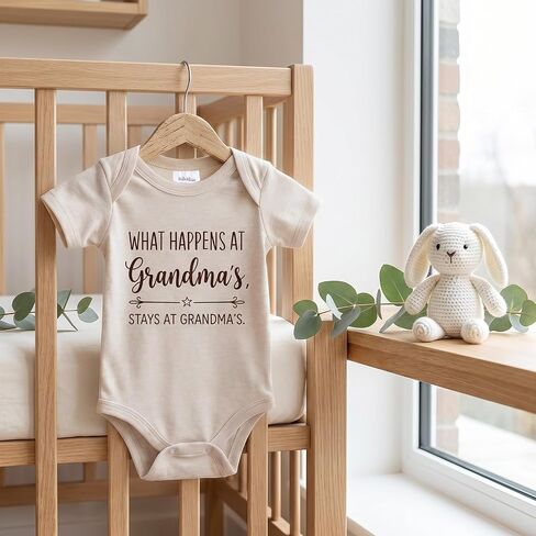 What Happens at Grandma's, Stays at Grandma's. Baby Coming Soon Bodysuit Announcement, Funny Pregnancy Announcement Gift for Grandparents to be,Baby Surprise to Family(oat) in Saudi Arabia