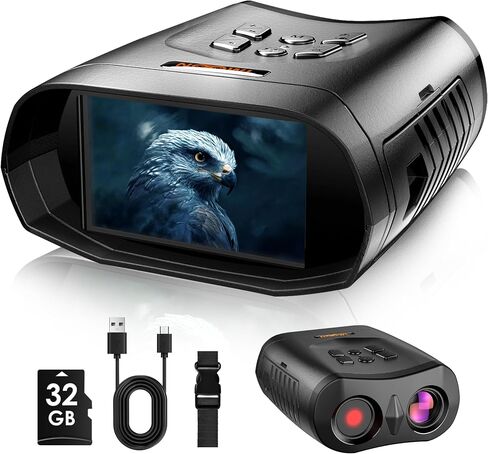 Night Vision Goggles, True 4K Night Vision Binoculars, Equipped with 50mm Objective Lens, 850nm IR, 3'' HD Screen 4000mAh Rechargeable Battery, Suit for Wildlife Watching and Camping in Kuwait
