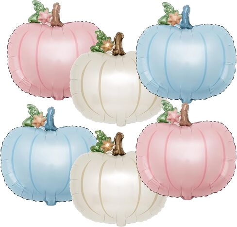 Little Pumpkin Foil Balloon Set 6 Pcs 21 Inch Baby Shower | Six 21-inch pumpkin foil balloons for fall baby showers and gender reveal parties, suitable for boy or girl decor in Saudi Arabia