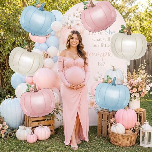 Little Pumpkin Foil Balloon Set 6 Pcs 21 Inch Baby Shower | Six 21-inch pumpkin foil balloons for fall baby showers and gender reveal parties, suitable for boy or girl decor in Saudi Arabia