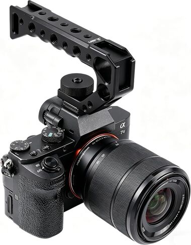 Universal Cold Shoe Top Handle,Built-in Cold Shoe Mount, Ergonomic Grip, Anti-Slip Design, Compatible with DSLR/Mirrorless Cameras, Gimbals, Camcorders for Vlog/Video Shooting/Interview in Kuwait