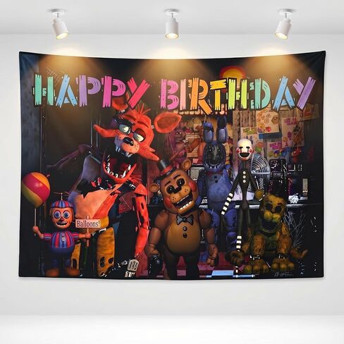 Freddy's Birthday Decorations, Games Birthday Backdrop, This Party Backdrop Incorporates Classic Game Elements, Making it a Great Choice for Party Decorations. in Kuwait
