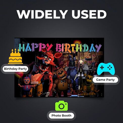 Freddy's Birthday Decorations, Games Birthday Backdrop, This Party Backdrop Incorporates Classic Game Elements, Making it a Great Choice for Party Decorations. in Kuwait
