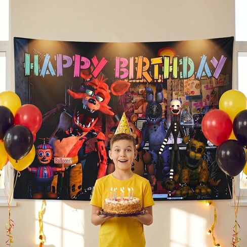Freddy's Birthday Decorations, Games Birthday Backdrop, This Party Backdrop Incorporates Classic Game Elements, Making it a Great Choice for Party Decorations. in Kuwait