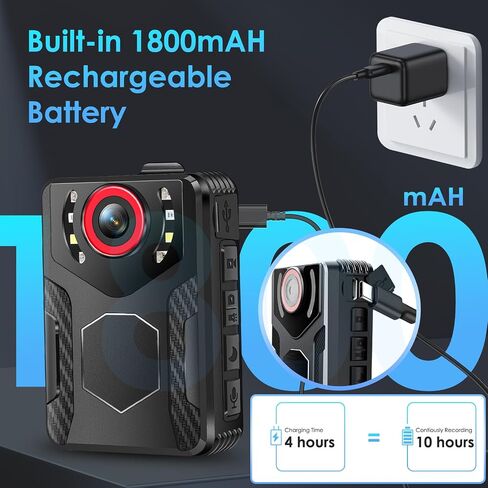 Body Camera with Audio and Video Recording: 1080P FHD Body Cam with Night Vision Video Recorder, 10HR Battery, 2.0" Screen, 128GB Wearable Bodycam for Law Enforcement, Security, and Outdoor Work in Kuwait