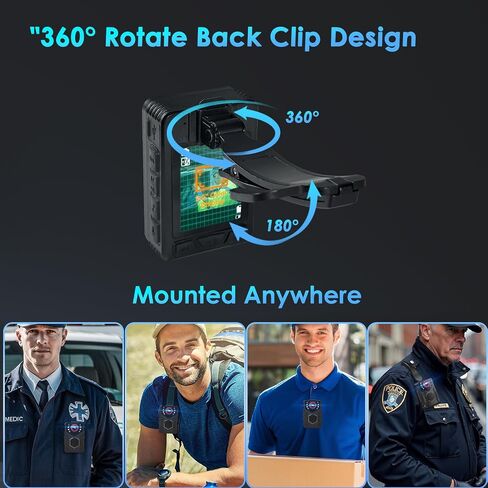 Body Camera with Audio and Video Recording: 1080P FHD Body Cam with Night Vision Video Recorder, 10HR Battery, 2.0" Screen, 128GB Wearable Bodycam for Law Enforcement, Security, and Outdoor Work in Kuwait