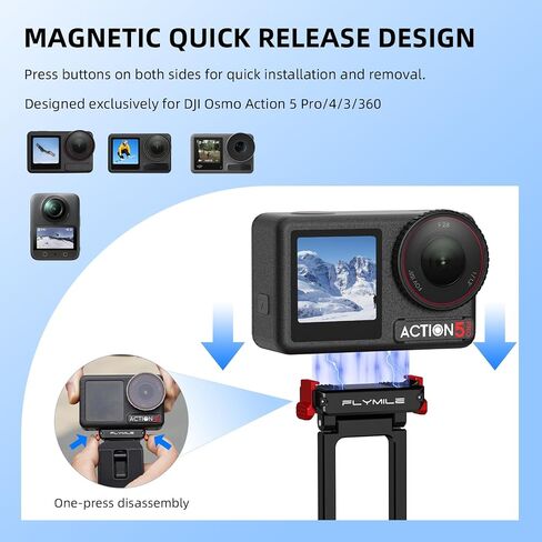 Action 5 Pro/4/3 Magnetic Quick Release Tripod Stand, Aluminum Alloy Mini Desktop Mount Table Holder for DJI Osmo 360, with 180° Adjustable, 1/4" Screw Hole, Arca-Swiss & Foldable Hook Accessories in Kuwait