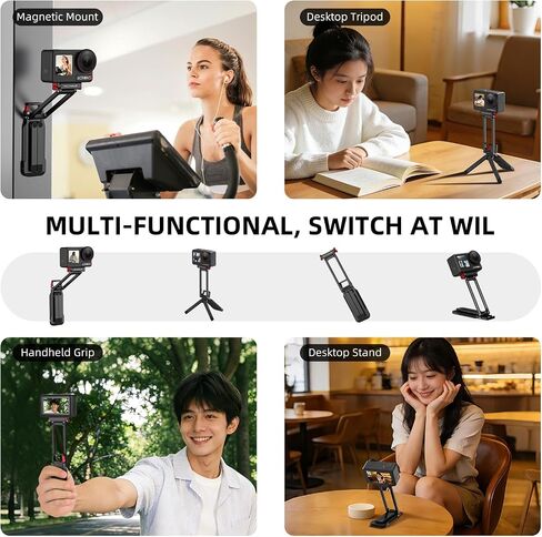Action 5 Pro/4/3 Magnetic Quick Release Tripod Stand, Aluminum Alloy Mini Desktop Mount Table Holder for DJI Osmo 360, with 180° Adjustable, 1/4" Screw Hole, Arca-Swiss & Foldable Hook Accessories in Kuwait