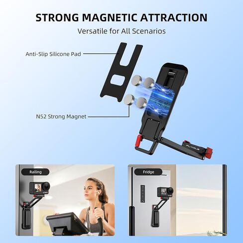 Action 5 Pro/4/3 Magnetic Quick Release Tripod Stand, Aluminum Alloy Mini Desktop Mount Table Holder for DJI Osmo 360, with 180° Adjustable, 1/4" Screw Hole, Arca-Swiss & Foldable Hook Accessories in Kuwait