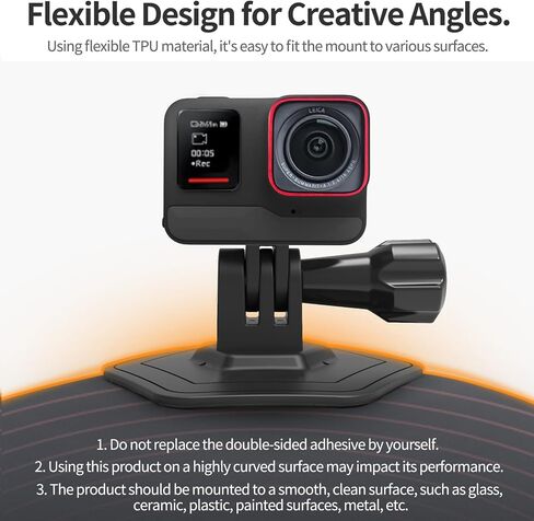 Flexible Adhesive Mount for Insta360 X5 X4 X3 Ace Pro 2 Helmet Sticky Mounts Curved Adhesive Base for GoPro Hero13/12/11/10/9/8 Max and for DJI Osmo Action Camera Accessories in Saudi Arabia