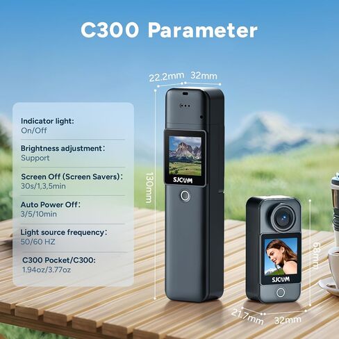 SJCAM C300 2IN1 Vlogging Camera,64GB 4K Pocket Travel YouTube Content Streaming,7H Power,6-Axis Stabilization,Dual-Touch Screen,30M Waterproof,Werable begginers Camera,familly in Saudi Arabia