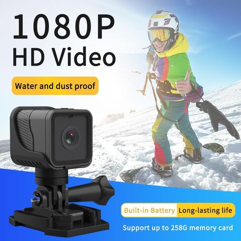 Action Camera 1080P WiFi Sports Camera with 150° Wide Angle Lens, 12MP Waterproof Camera for Outdoor Activities, Compact Design with USB Cable and Mounting Accessories in Saudi Arabia