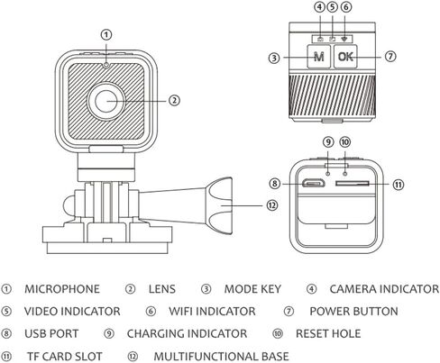 Action Camera 1080P WiFi Sports Camera with 150° Wide Angle Lens, 12MP Waterproof Camera for Outdoor Activities, Compact Design with USB Cable and Mounting Accessories in Saudi Arabia