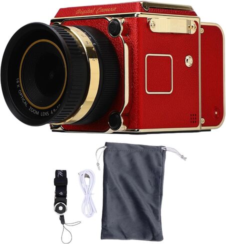 Vintage Digital Camera, 56MP 2.7K Retro Point and Shoot Camera with Autofocus, 2 Inch Screen, 16X Zoom Compact Photography for Beginners Kids Teens (Red) in Saudi Arabia