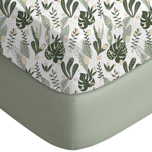 Yoofoss 2-Pack Baby Crib Sheets for Boys Girls 52x28 (Green+Banana Leaves) | Soft & Breathable & Cozy, Fitted Crib Mattress Cover Set for Baby Bed and Toddler Mattress in Kuwait