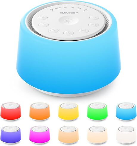 White Noise Machine with Night Light, 30 Soothing Sounds Portable Sound Machine for Baby and Adults, 10 Color Night Light, 5 Timer Options, Memory Function,Compact for Travel (White) in Saudi Arabia