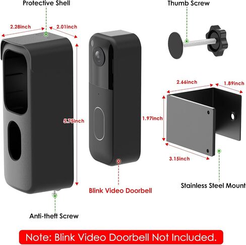 Blink Doorbell Mount for Blink Video Doorbell 2nd Gen, No Drill Anti-Theft Doorbell Camera Mount, No Block Sensor and Night Vision, DoorBell Mount Bracket for Blink Security Surveillance System in Saudi Arabia