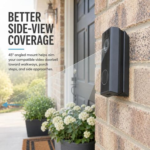 SplashNColor 45 Degree Angle Mount Bracket Compatible with eufy Video Doorbell – Better Side-View Entry Coverage | Screw-On Corner Wedge Base for Battery Powered 2K Camera Setup in Saudi Arabia
