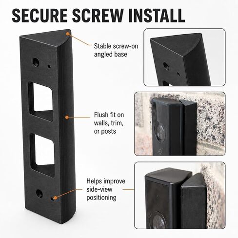 SplashNColor 45 Degree Angle Mount Bracket Compatible with eufy Video Doorbell – Better Side-View Entry Coverage | Screw-On Corner Wedge Base for Battery Powered 2K Camera Setup in Saudi Arabia