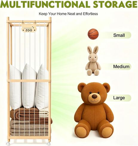 Stuffed Animal Storage, 64In Wooden Large Stuffed Animal Organizer Holder | Plushies Storage with Wheels, Stuffed Animal Zoo for Kids' Rooms, Bedrooms & Living Rooms in Kuwait
