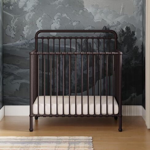Namesake Winston 4-in-1 Convertible Crib w/Wheels Vintage Gold Bedside | GREENGUARD Gold Certified - Portable, Metal Baby Crib w/ Removable Wheels - Converts to Toddler Bed, Daybed & Full Size Bed in Saudi Arabia