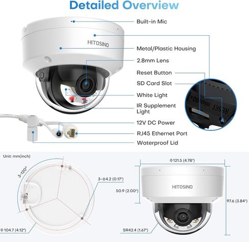 8MP Outdoor Dome PoE Camera - 4K IP Camera with Mic/Audio, Human/Vehicle Detection, Smart Hybrid Color Night, 2.8mm 114°FoV, IP67, IK08 vandalproof, H.265+, 3-Axis, 120db WDR, SD Card Slot in Saudi Arabia