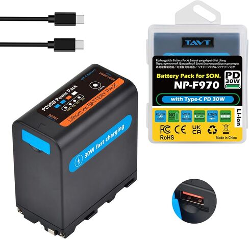 9000mAh NP-F970 Battery,[PD30W Fast Charging] Replacement NP F970 Battery for Sony NP-F550 750 950 970 FX3 FX30 A7 Nikon Z8 Canon R5 Camera Camcorder LED Light Monitor in Kuwait