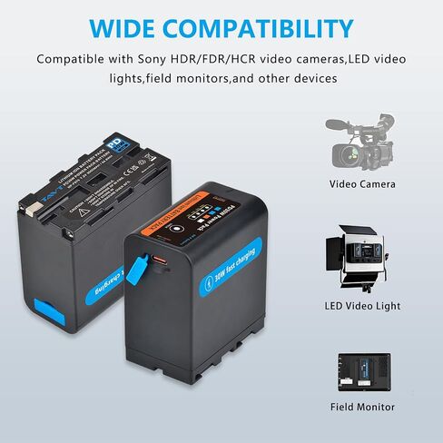 9000mAh NP-F970 Battery,[PD30W Fast Charging] Replacement NP F970 Battery for Sony NP-F550 750 950 970 FX3 FX30 A7 Nikon Z8 Canon R5 Camera Camcorder LED Light Monitor in Kuwait